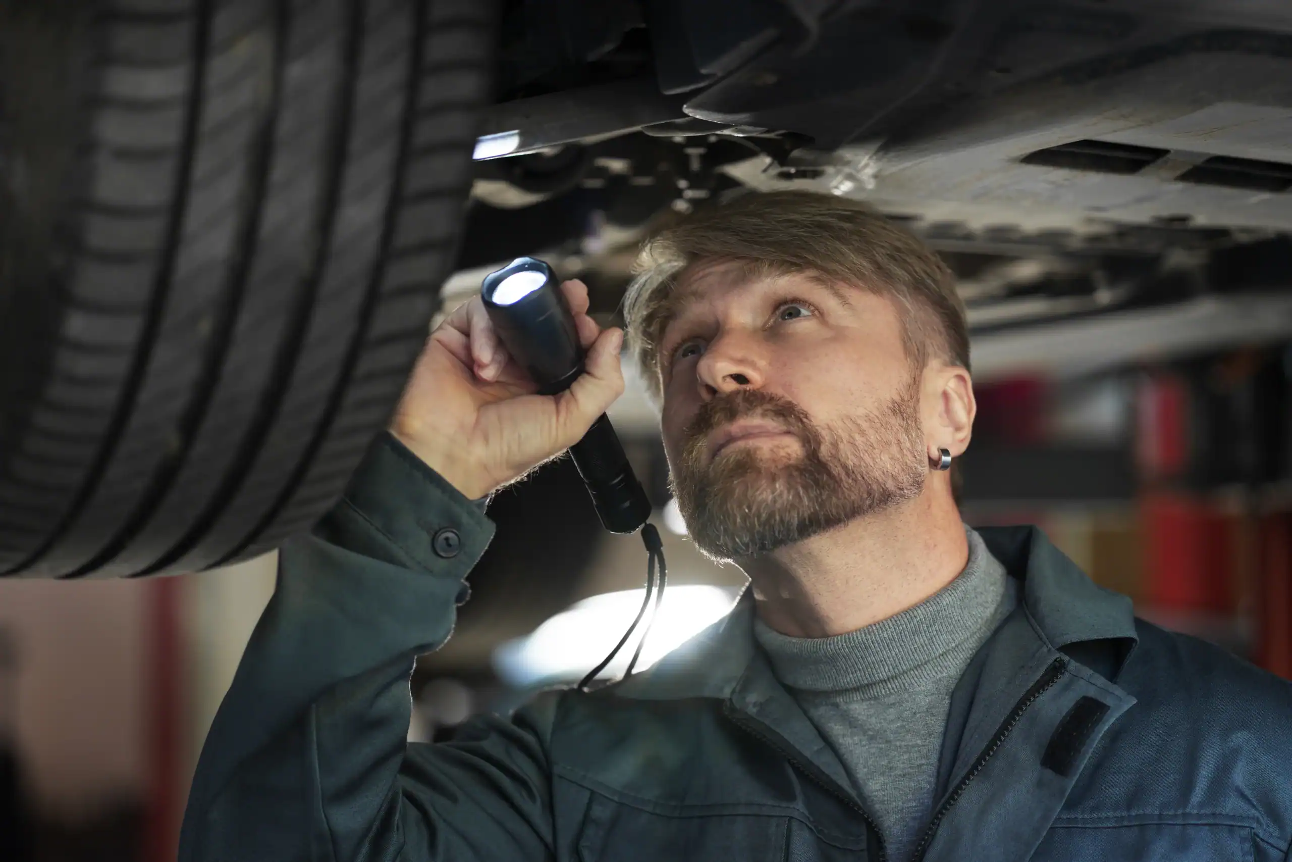 Tesla spare wheel checked by professional mechanic